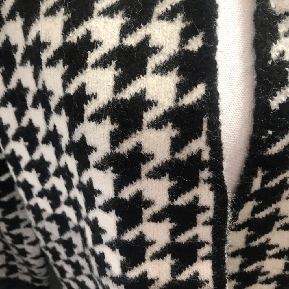 RACHEL ZOE HOUNDSTOOTH WOOL BLEND CARDIGAN COAT